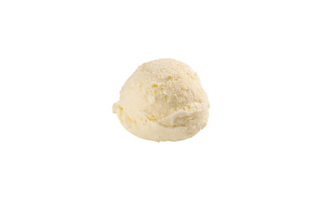 Delicious coconut ice cream scoop, isolated on white