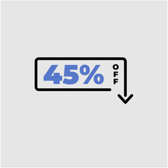 45% OFF discount tag box with arrow