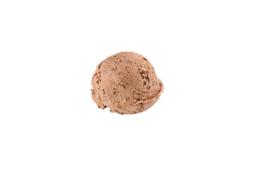 Delicious walnut ice cream scoop, isolated on white