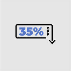 35% OFF discount tag box with arrow