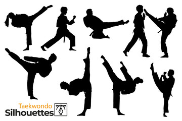 Taekwondo silhouettes pack. © AlexInkfusion