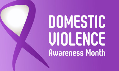 National domestic violence awareness month is observed every year in october. Domestic violence awareness month, background with purple ribbon. Vector illustration.