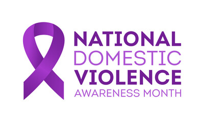 National domestic violence awareness month is observed every year in october. Domestic violence awareness month, background with purple ribbon. Vector illustration.