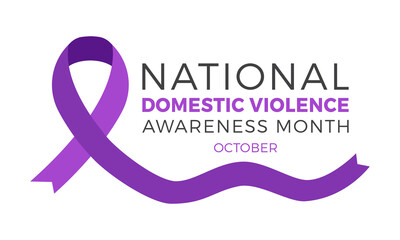 National domestic violence awareness month is observed every year in october. Domestic violence awareness month, background with purple ribbon. Vector illustration.