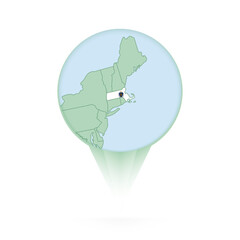 Massachusetts map, stylish location icon with Massachusetts map and flag.