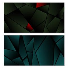 Abstract polygonal pattern. Set of two dark gradient polygonal backgrounds. Background design, cover, postcard, banner, wallpaper