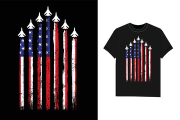 Air Force US Veterans 4th of July American Flag T-Shirt vector
