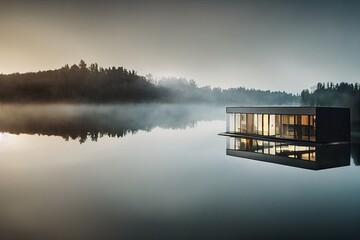 Modern house at a lake