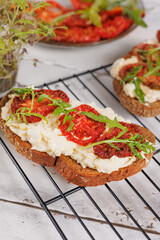 sandwich with dried tomatoes and cheese