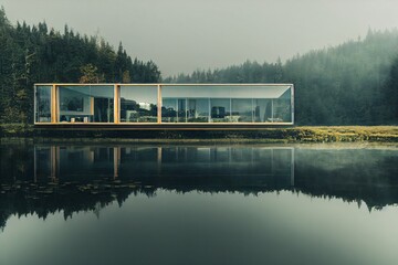 Modern house at a lake
