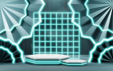 3D rendering of blank product background for cream cosmetics Modern blue pastel podium background