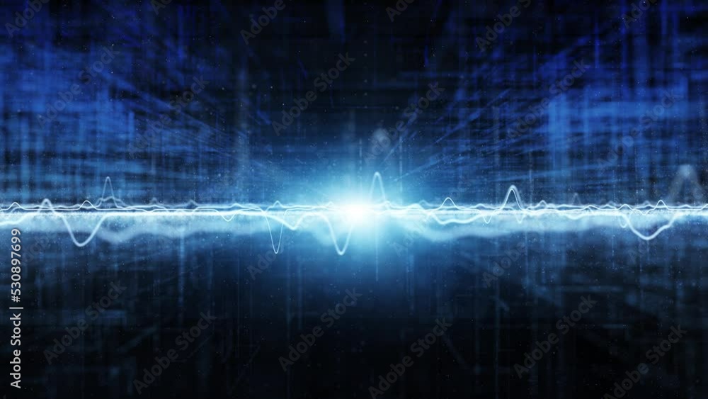 Aufkleber futuristic digital technology lines with wavy graph seamless looping copy space animation background