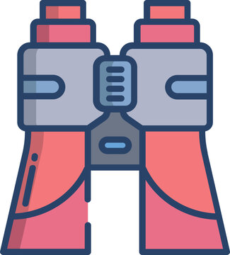 Red Binoculars Icon On A White Background