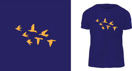 t shirt design concept, A flock of birds in flight