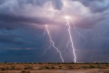 Storm clouds with lightning and rain