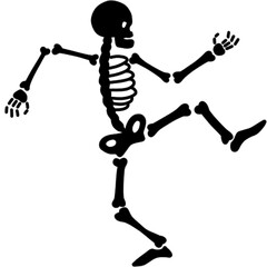 Isolated illustration of a dancing human skeleton. Halloween decor