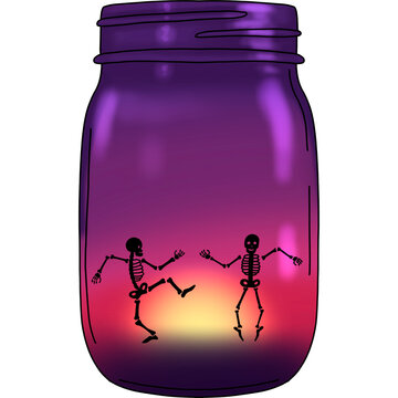 Illustration of a Halloween landscape in a jar of isolated
