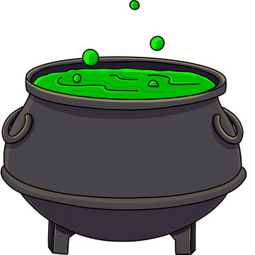 Isolated illustration of a witch pot. Halloween holiday