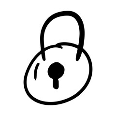 Hand drawn lock padlock. Doodle protection security icon isolated on white. Sketch of security and protection element. Symbolshome protection vector illustration