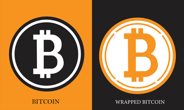 Wrapped Bitcoin (WBTC) cryptocurrency (altcoin) icon vector with Bitcoin