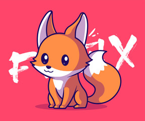 Cute Fox Sitting Cartoon Vector Icon Illustration.