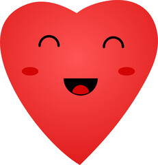 Red laughing heart. Smiling heart character for postcards, flyers, banners for Valentines Day and medical concept