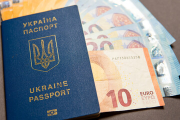 Euro money and a Ukrainian passport