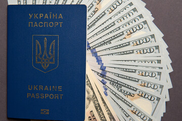Dollar money and Ukrainian passport