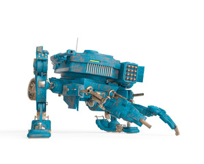 killer mech is in steath attack pose for war