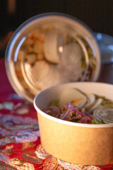 tuna and egg salad in craft dishes