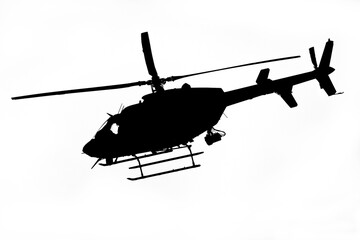 Isolated silhouette of a helicopter - obrazy, fototapety, plakaty