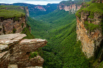 Landscapes of Cachoeirão Waterfall,  Chapada Diamantina, Vale do Pati Trekking, Brazil