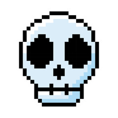 Isolated colored skull videogame icon Pixelated style Vector