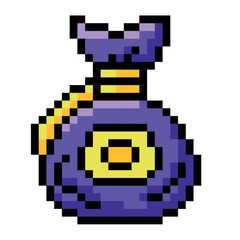 Isolated colored magic pouch videogame icon Pixelated style Vector © lar01joka