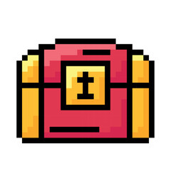 Obraz premium Isolated red chest videogame icon Pixelated style Vector