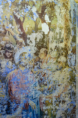 frescoes on the walls of an abandoned temple, Jesus Christ
