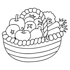 Fruit Basket Coloring Page For Kids, Vector illustration Ai File And Image