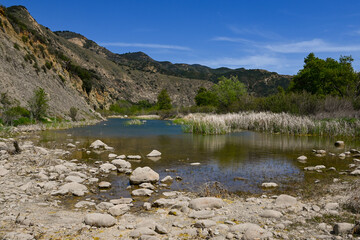 Fototapeta na wymiar Santa Ynez River near Red Rock, Los Padres National Forest