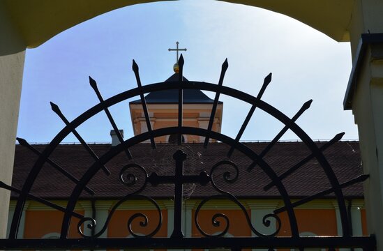 iron gate at the entrance to the monastery