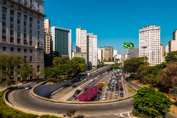 Obraz premium View of Anhangabau Valley in Sao Paulo City, Brazil