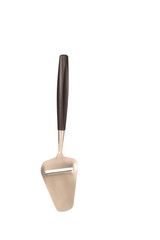 	
Cheese slicer - a knife for cutting cheese with a blade and a black handle is made of stainless steel on a white background. isolated.	
