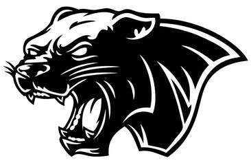 Vector Cartoon Black Panther Head Line Art