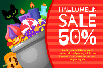 Happy Halloween banner design template. Vector illustration