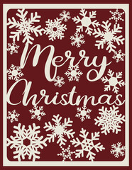 Merry Christmas card, paper cutting template, paper cut style. Christmas Banner, Merry Christmas Background,  Holiday Greeting Card. 