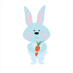 Print rabbit with carrot. Vector illustration of a cute bunny with a carrot.