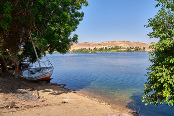 view of the nile river in aswan, egypt