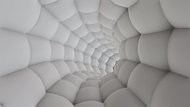 Abstract soft cloth material pillows tunnel seamless animation 3d render