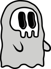 Halloween vector cute little ghost skull face