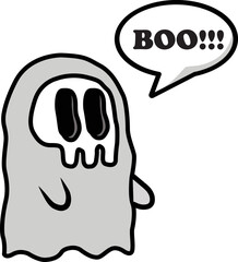 Cute little skull faced ghost boo speech bubble vector