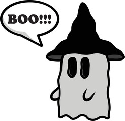 witch hat Halloween ghost speech bubble boo cute vector